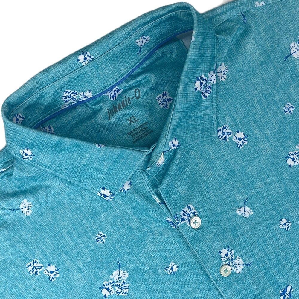 Johnnie-O Performance Polo Men’s XL Teal Floral King Kamehameha Golf Club